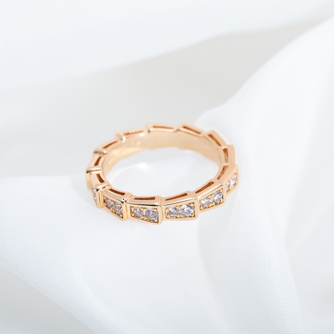 [Kincade Jewelrys]SERPENTI RING PINK GOLD DIAMOND PAVED 3MM