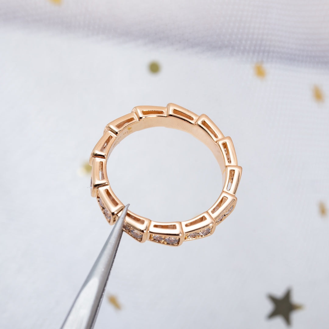 [Kincade Jewelrys]SERPENTI RING PINK GOLD DIAMOND PAVED 3MM