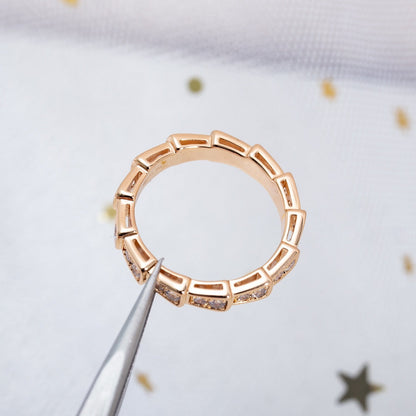 [Kincade Jewelrys]SERPENTI RING PINK GOLD DIAMOND PAVED 3MM