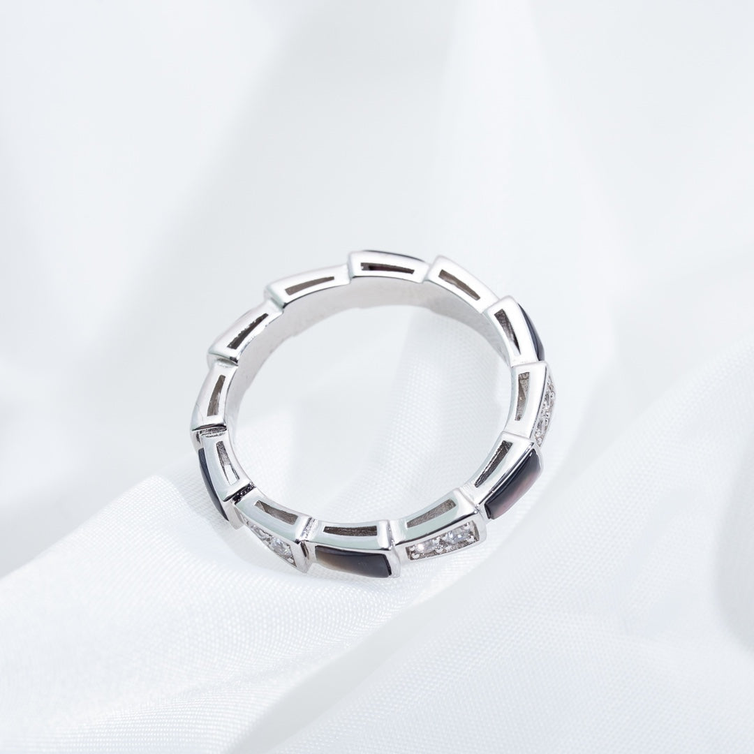 [Kincade Jewelrys]SERPENTI RING SILVER  DIAMOND BLACK MOP 3MM