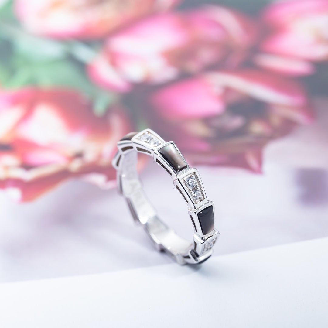 [Kincade Jewelrys]SERPENTI RING SILVER  DIAMOND BLACK MOP 3MM