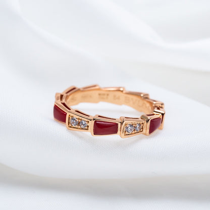 [Kincade Jewelrys]SERPENTI RING PINK GOLD CARNELIAN DIAMOND 3MM