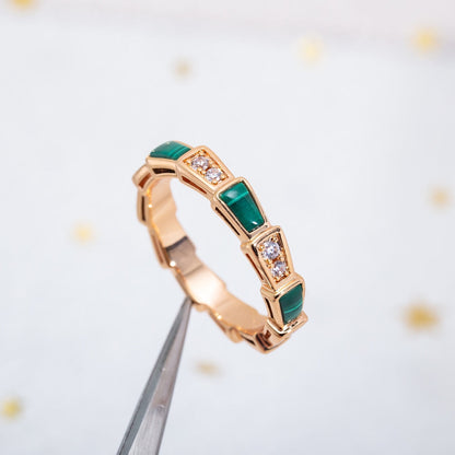 [Kincade Jewelrys]SERPENTI RING PINK GOLD MALACHITE DIAMOND 3MM