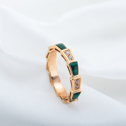 [Kincade Jewelrys]SERPENTI RING PINK GOLD MALACHITE DIAMOND 3MM