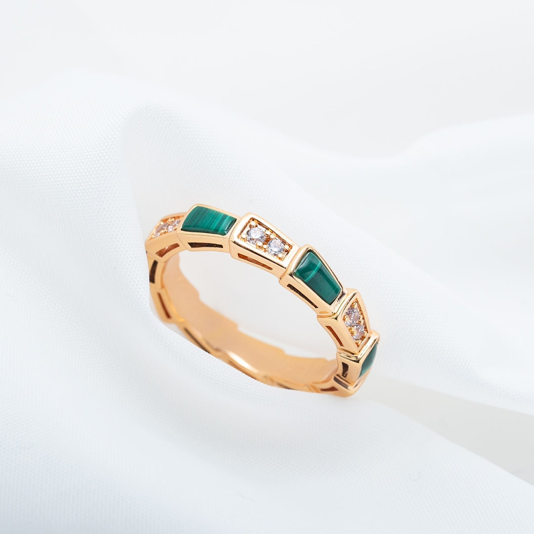 [Kincade Jewelrys]SERPENTI RING PINK GOLD MALACHITE DIAMOND 3MM