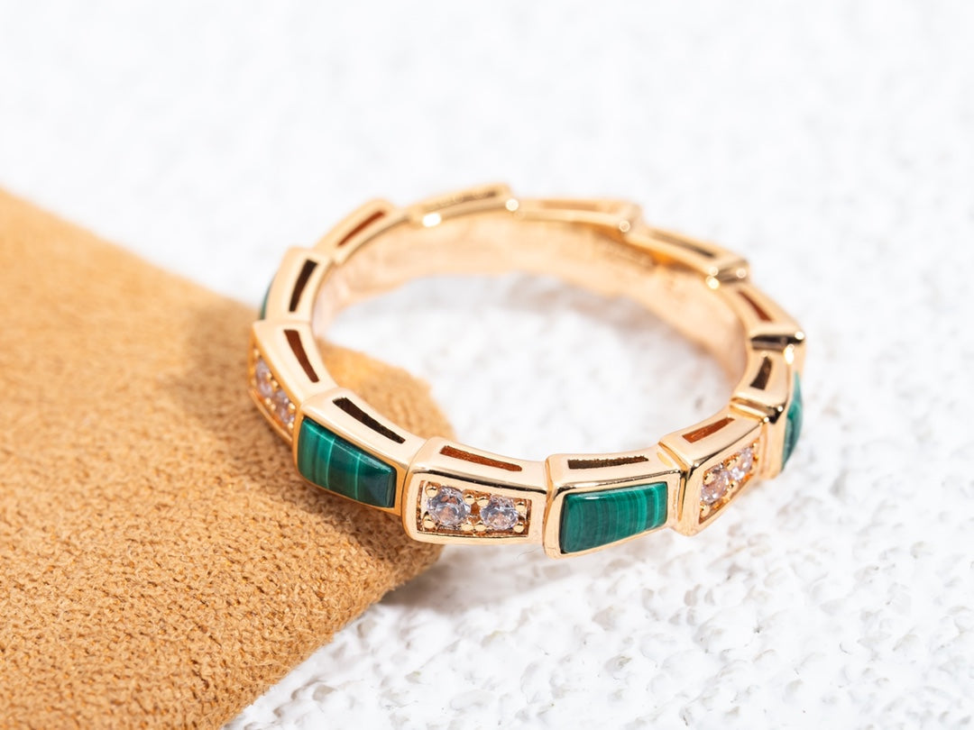 [Kincade Jewelrys]SERPENTI RING PINK GOLD MALACHITE DIAMOND 3MM