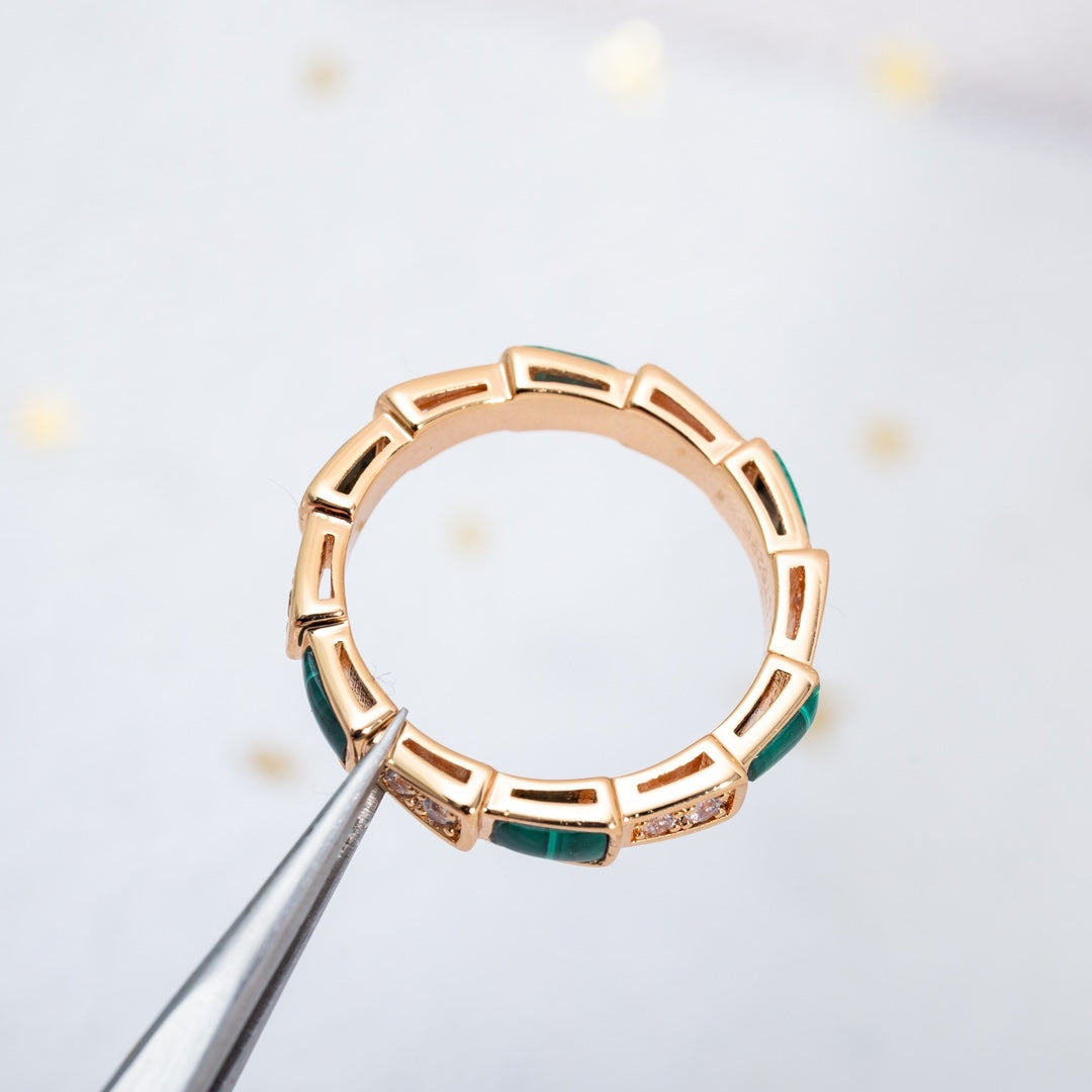 [Kincade Jewelrys]SERPENTI RING PINK GOLD MALACHITE DIAMOND 3MM