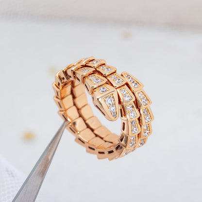 [Kincade Jewelrys]SERPENTI RING PINK GOLD DIAMOND DOUBLE ROW
