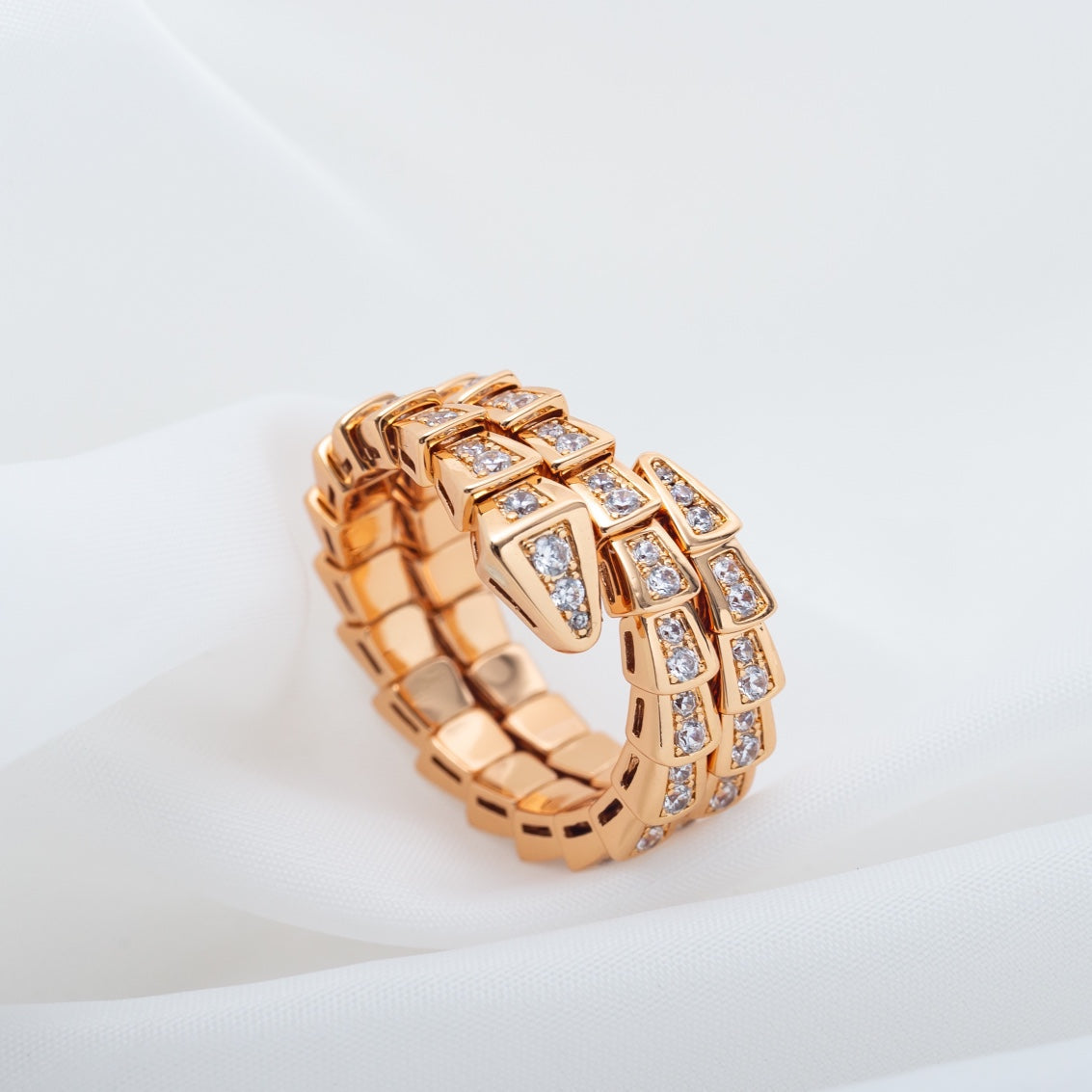 [Kincade Jewelrys]SERPENTI RING PINK GOLD DIAMOND DOUBLE ROW
