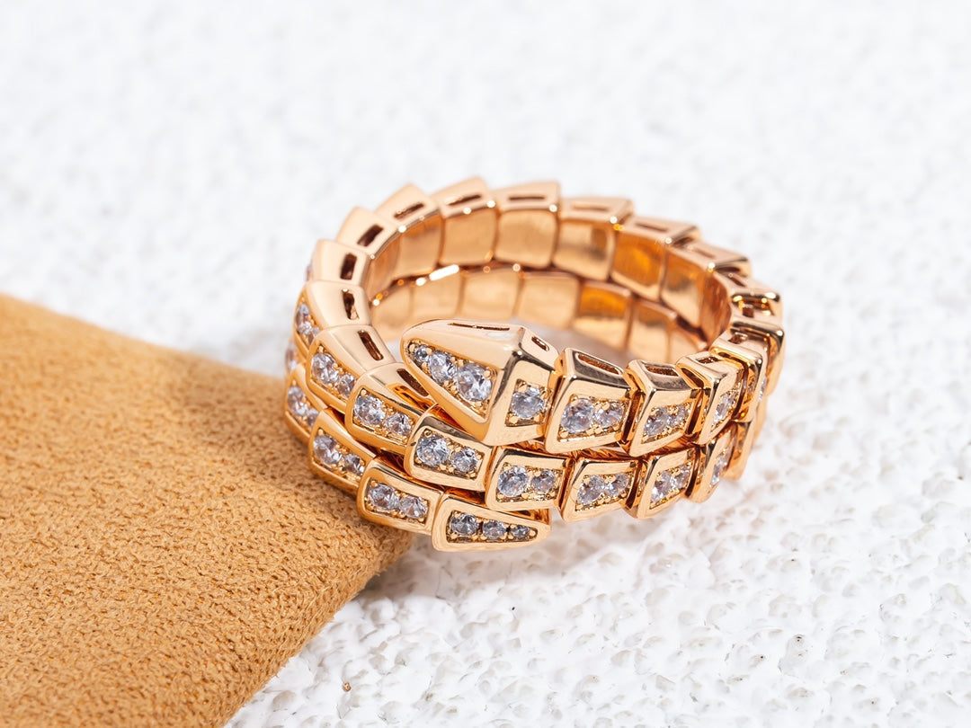 [Kincade Jewelrys]SERPENTI RING PINK GOLD DIAMOND DOUBLE ROW