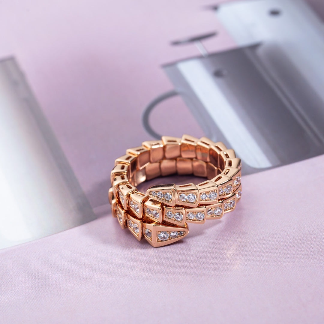 [Kincade Jewelrys]SERPENTI RING PINK GOLD DIAMOND DOUBLE ROW