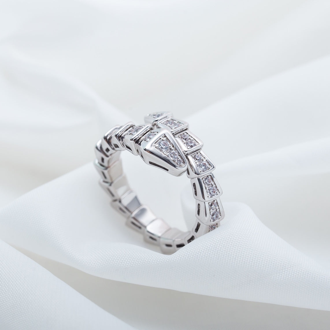 [Kincade Jewelrys]SERPENTI RING SILVER DIAMOND PAVED 4MM