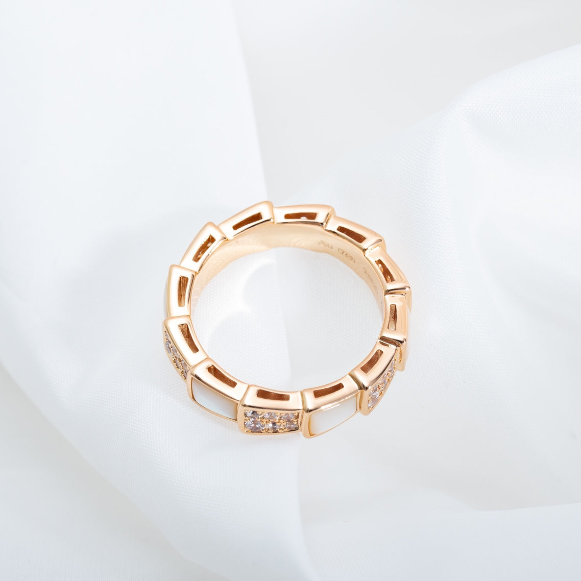 [Kincade Jewelrys]SERPENTI RING PINK GOLD MOP DIAMOND PAVED 4MM