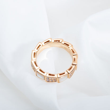 [Kincade Jewelrys]SERPENTI RING PINK GOLD MOP DIAMOND PAVED 4MM