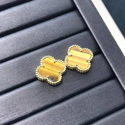 [Kincade Jewelrys]CLOVER MEDIUM 1 MOTIFS TIGER EYE EARRINGS