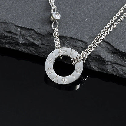 [Kincade Jewelrys]LOVE NECKLACE 16MM 2 DIAMONDS