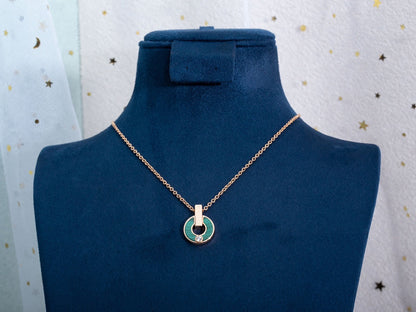 [Kincade Jewelrys]GARI NECKLACE PINK GOLD MALACHITE