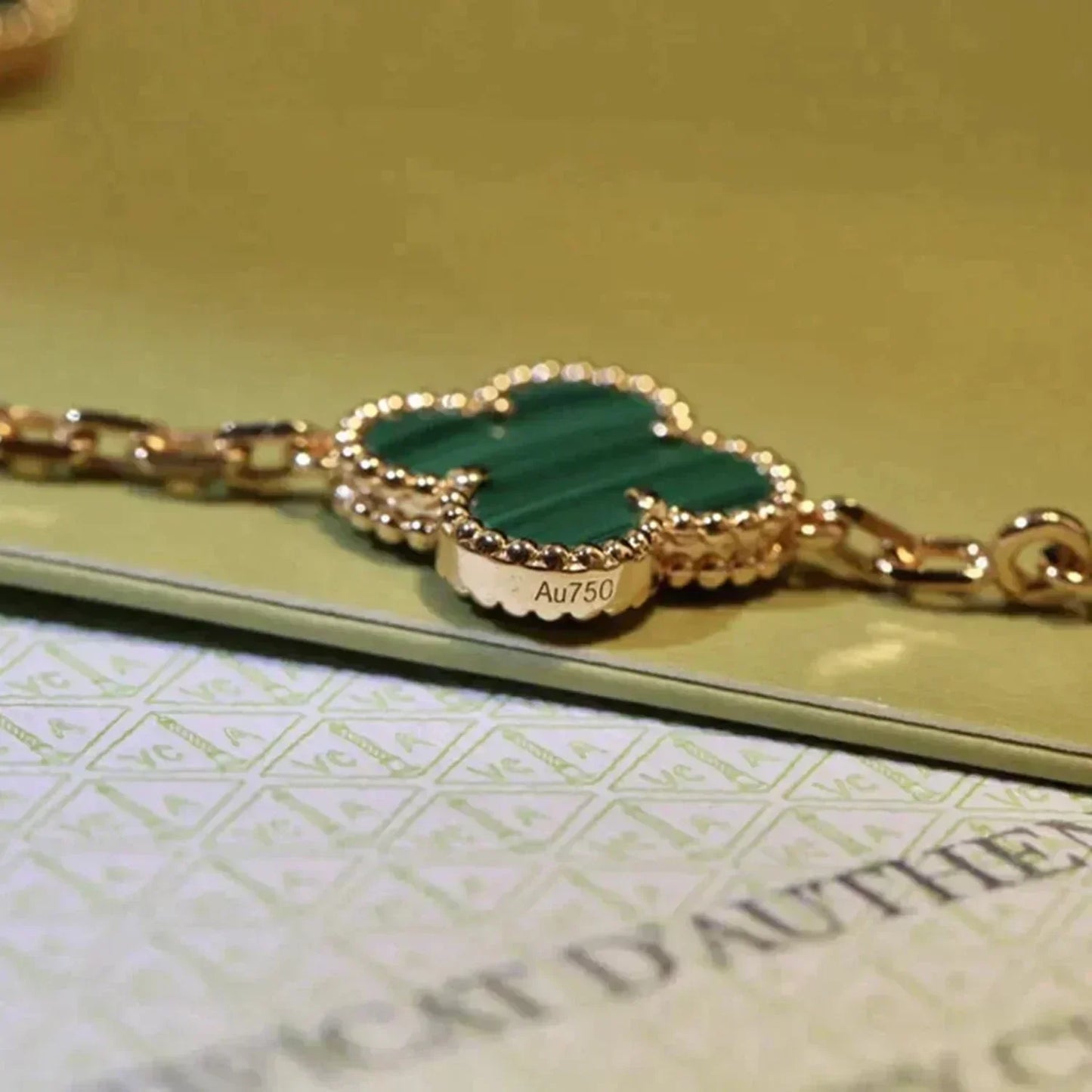 [Kincade Jewelrys]CLOVER 5 MOTIFS MALACHITE BRACELET
