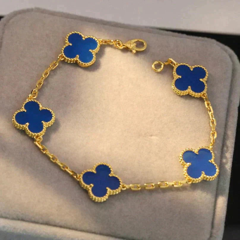 [Kincade Jewelrys]CLOVER 5 MOTIFS BLUE AGATE BRACELET