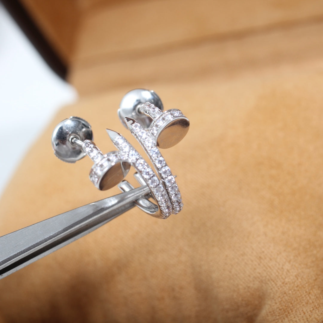 [Kincade Jewelrys]JUSTE EARRINGS 12.75MM SILVER DIAMOND
