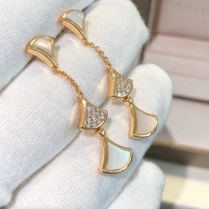 [Kincade Jewelrys]DREAM EARRINGS 3 MOTIFS DIAMOND MOP PINK GOLD