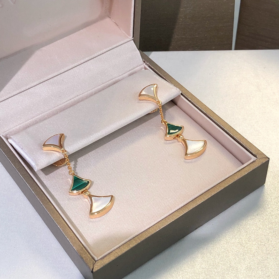 [Kincade Jewelrys]DREAM EARRINGS 3 MOTIFS MALACHITE MOP PINK GOLD