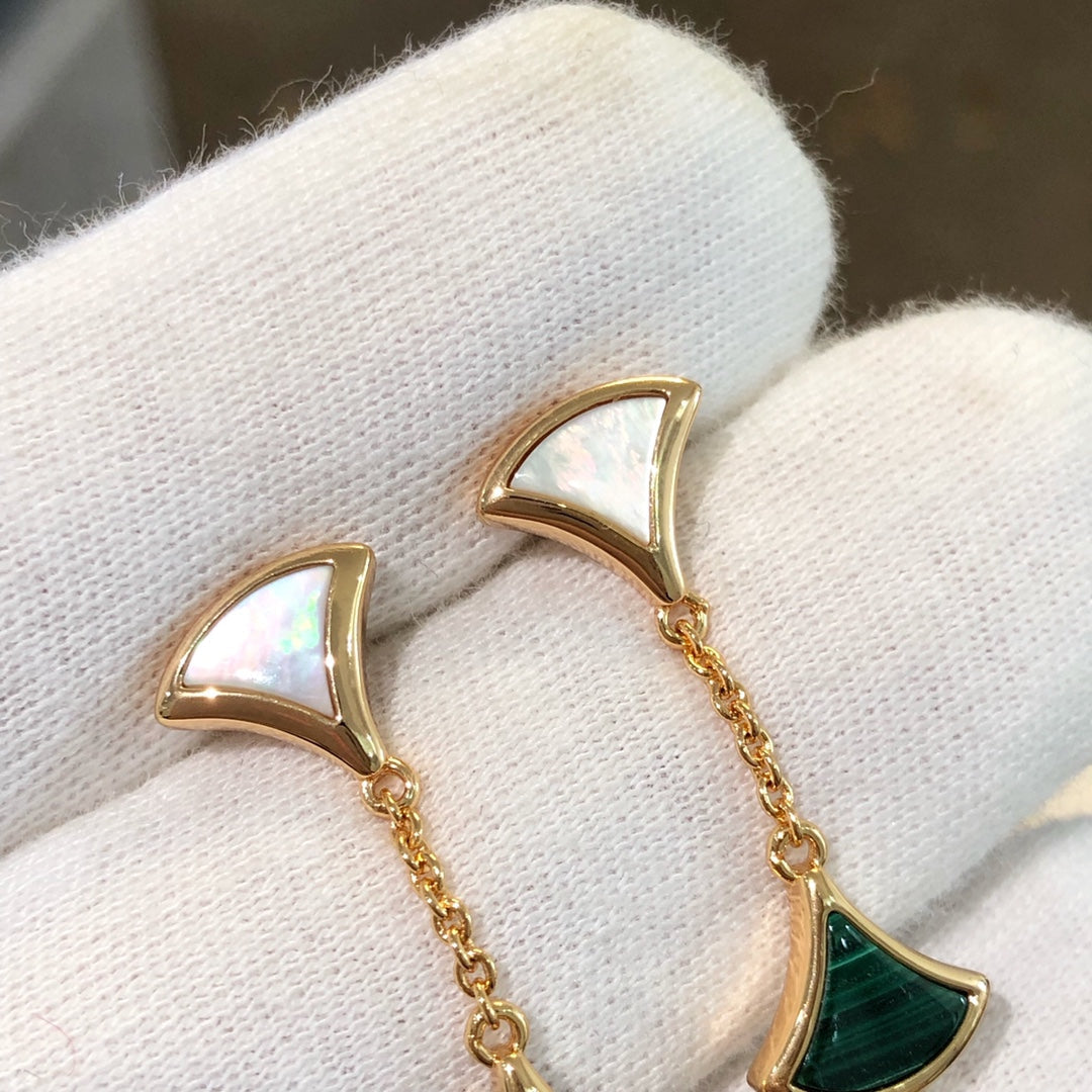 [Kincade Jewelrys]DREAM EARRINGS 3 MOTIFS MALACHITE MOP PINK GOLD