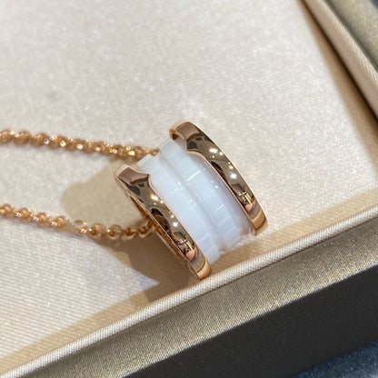 [Kincade Jewelrys]ZERO 1 WHITE CERAMIC PINK GOLD NECKLACE