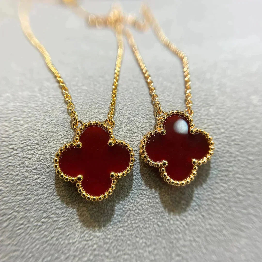 [Kincade Jewelrys]CLOVER 15MM CARNELIAN SINGLE FLOWER NECKLACE
