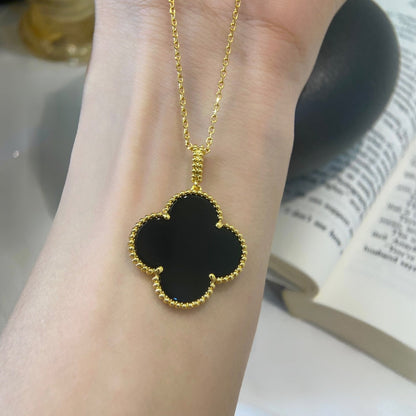 [Kincade Jewelrys]CLOVER 25MM NECKLACE GOLD ONYX