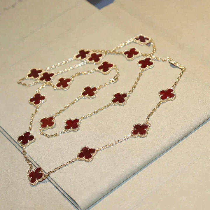 [Kincade Jewelrys]CLOVER 20 MOTIFS CARNELIAN NECKLACE