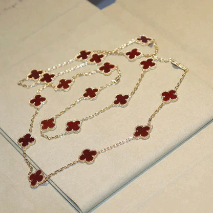 [Kincade Jewelrys]CLOVER 20 MOTIFS CARNELIAN NECKLACE