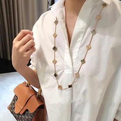 [Kincade Jewelrys]CLOVER 20 MOTIFS DARK MOP DIAMOND  NECKLACE