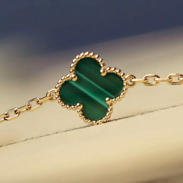 [Kincade Jewelrys]CLOVER 20 MOTIFS MALACHITE DIAMOND NECKLACE