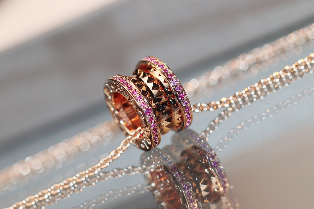 [Kincade Jewelrys]ZERO 1 ROCK PINK GOLD PINK DIAMOND NECKLACE