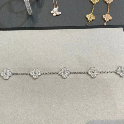 [Kincade Jewelrys]CLOVER 5 MOTIFS  DIAMOND BRACELET SILVER