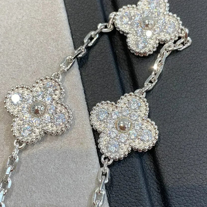 [Kincade Jewelrys]CLOVER 5 MOTIFS  DIAMOND BRACELET SILVER