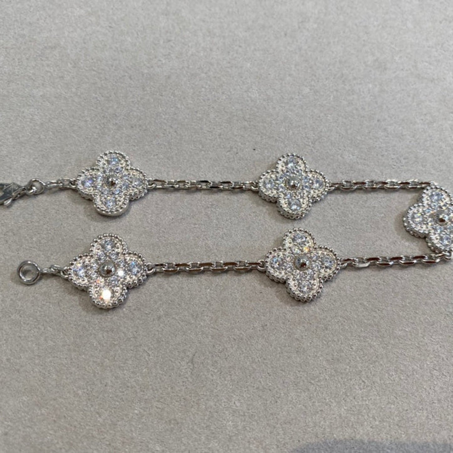 [Kincade Jewelrys]CLOVER 5 MOTIFS  DIAMOND BRACELET SILVER