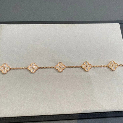 [Kincade Jewelrys]CLOVER 5 MOTIFS  FULL DIAMOND BRACELET