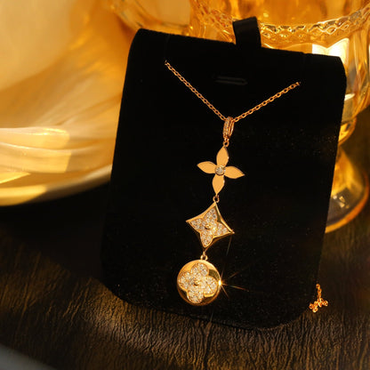 [Kincade Jewelrys]STAR AND SUN DIAMOND PINK GOLD NECKLACE