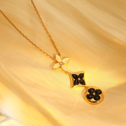 [Kincade Jewelrys]STAR AND SUN ONYX PINK GOLD NECKLACE