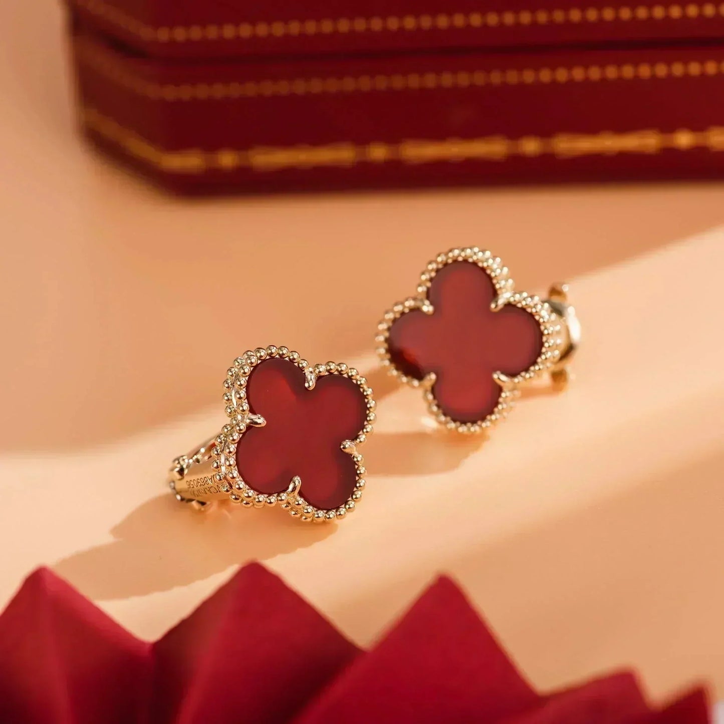 [Kincade Jewelrys]CLOVER MEDIUM 1 MOTIFS CARNELIAN  EARRINGS