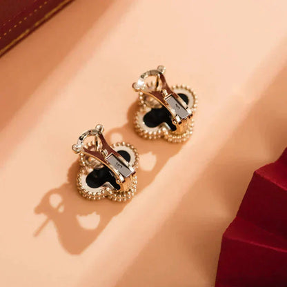 [Kincade Jewelrys]CLOVER MEDIUM 1 MOTIFS  ONYX STUD EARRINGS