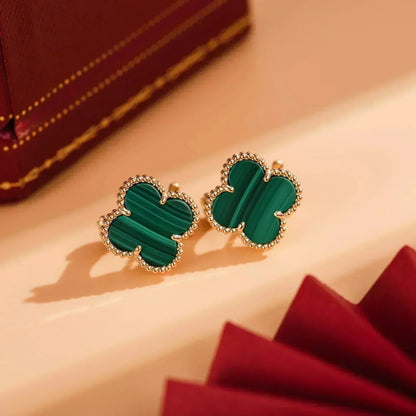 [Kincade Jewelrys]CLOVER MEDIUM 1 MOTIFS MALACHITE  EARRINGS