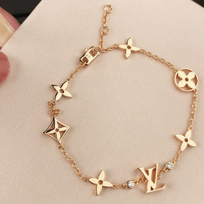 [Kincade Jewelrys]STAR AND SUN 7 MOTIFS GOLD BRACELET