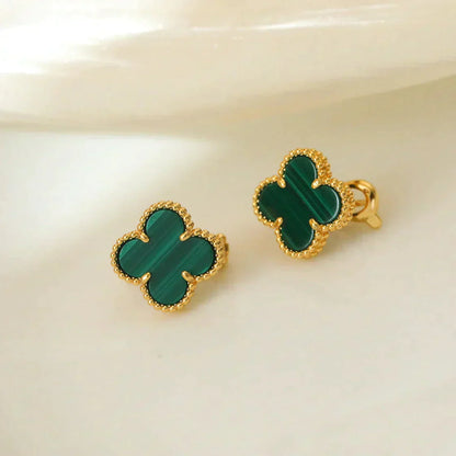 [Kincade Jewelrys]CLOVER MEDIUM 1 MOTIFS MALACHITE  EARRINGS