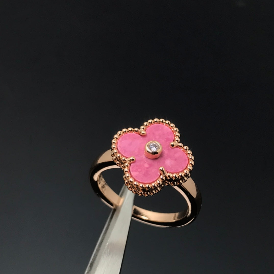 [Kincade Jewelrys]CLOVER RHODONITE ROSE GOLD RING