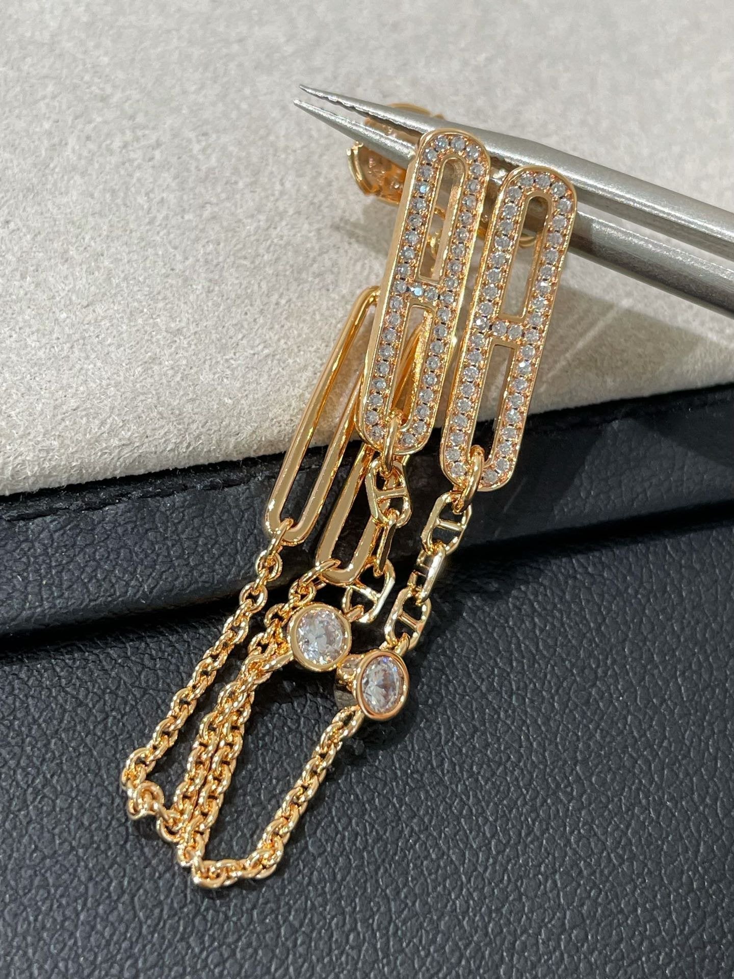 [Kincade Jewelrys]CHAINE CHAOS DIAMOND DROP EARRINGS