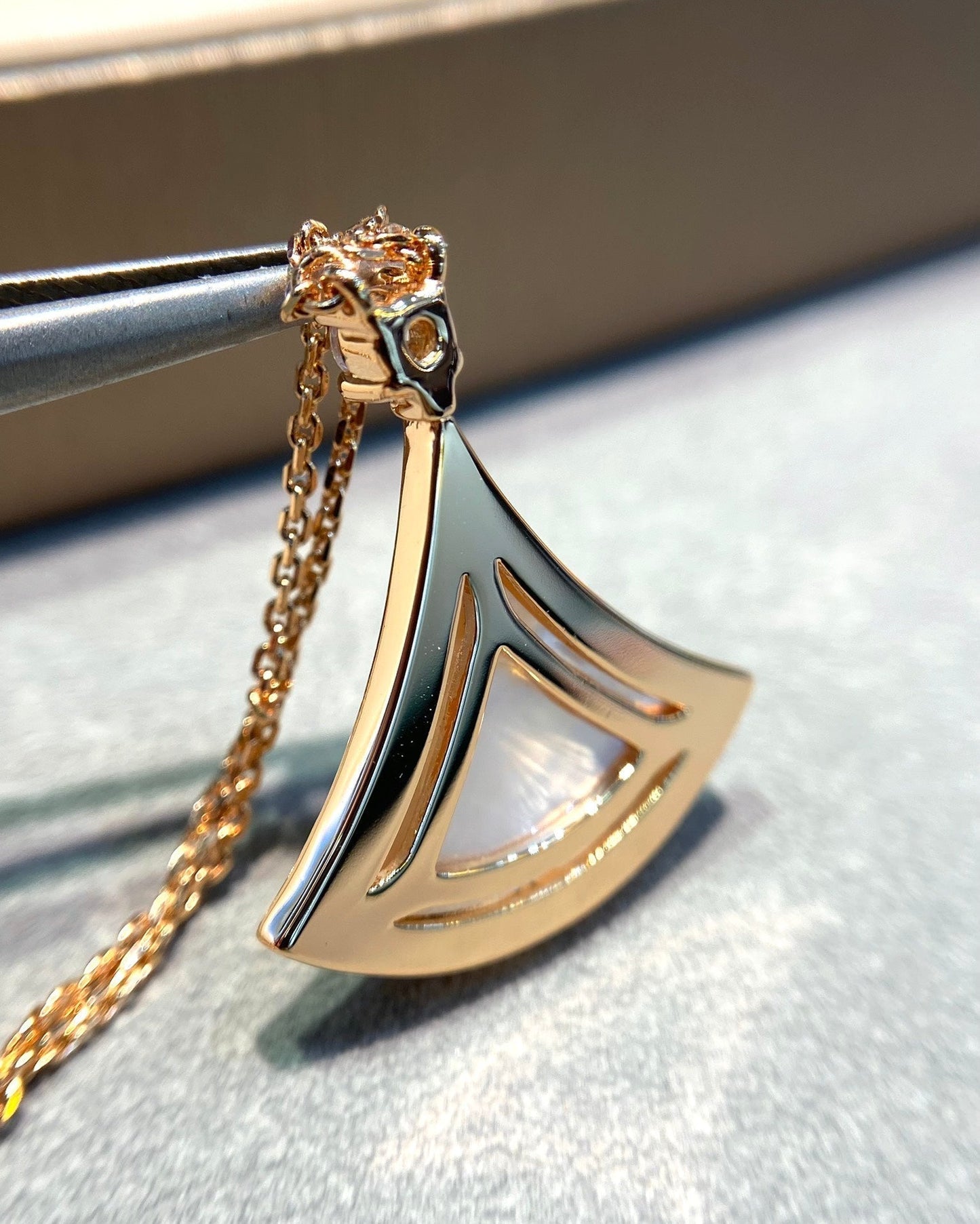 [Kincade Jewelrys]DREAM MOP DIAMOND PAVED PINK GOLD NECKLACE