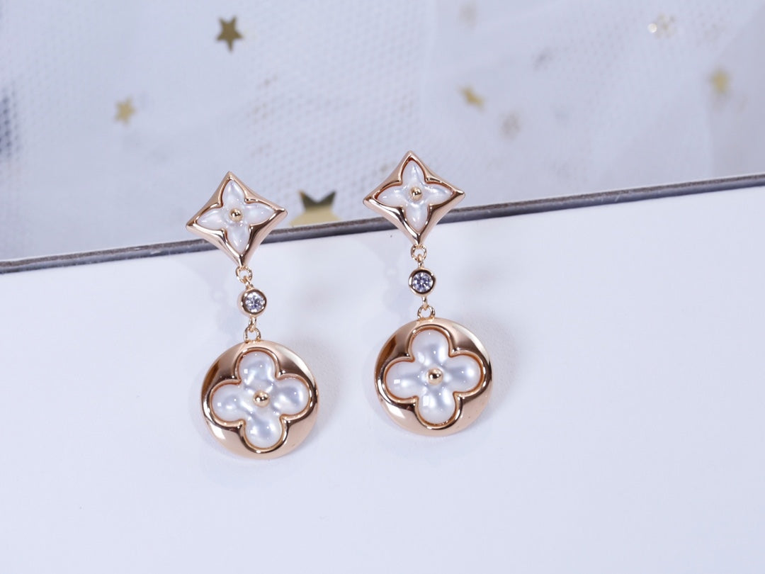 [Kincade Jewelrys]STAR AND SUN PINK GOLD MOP DROP EARRINGS